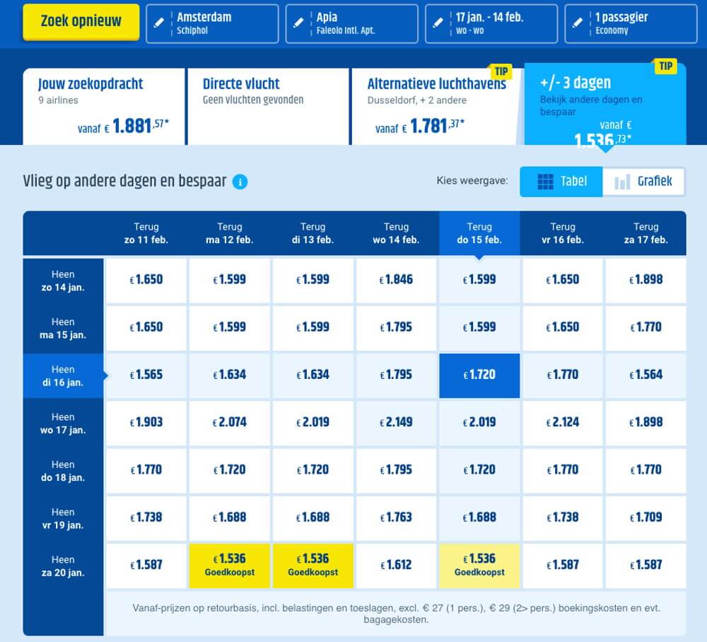 Vliegtickets Samoa