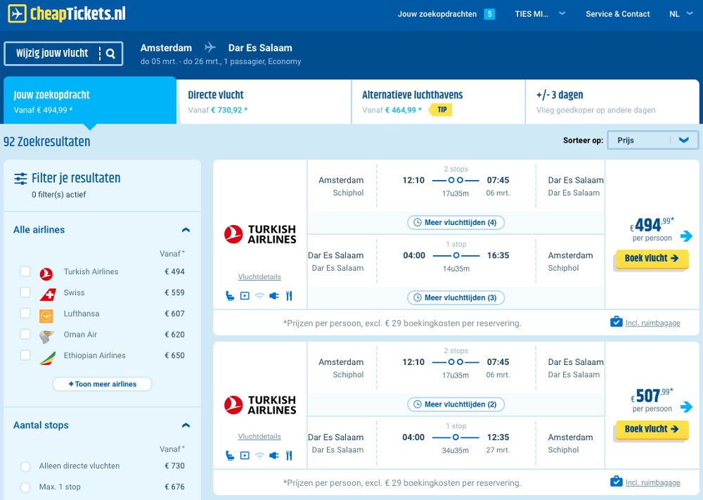 Vliegtickets naar Tanzania