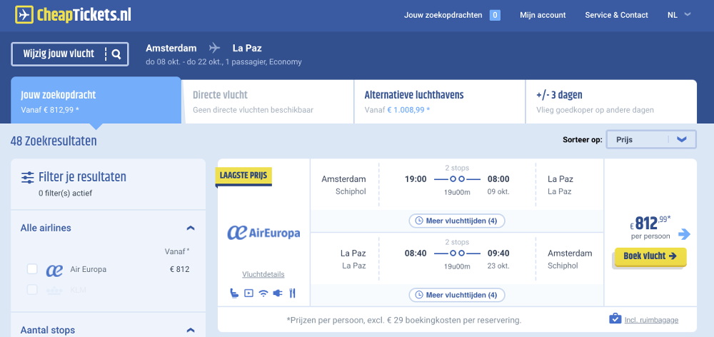 Vliegtickets naar Bolivia