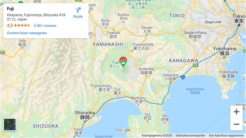 Locatie Mount Fuji